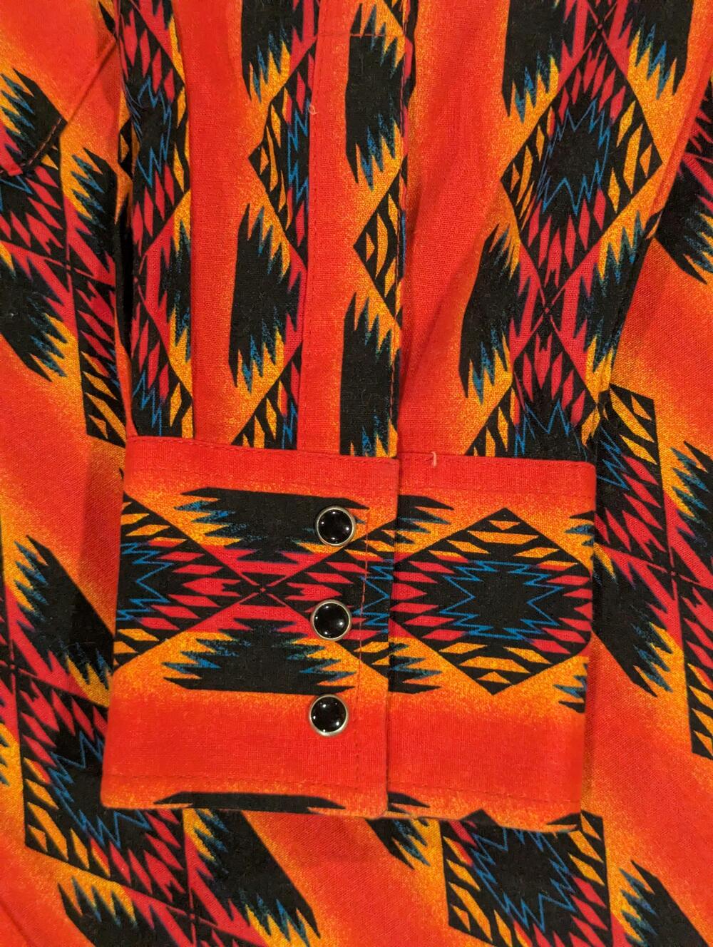 Wrangler Shirt Mens 2XL Red Geometric Long Sleeve Western Pearl Snap Southwest - Picture 5 of 9